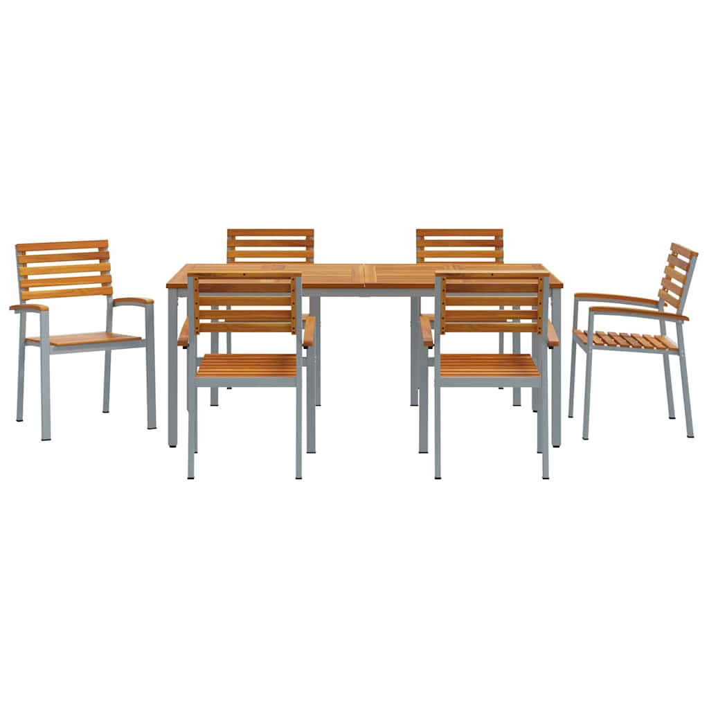 Garden Dining Set 7 pcs Grey and brown