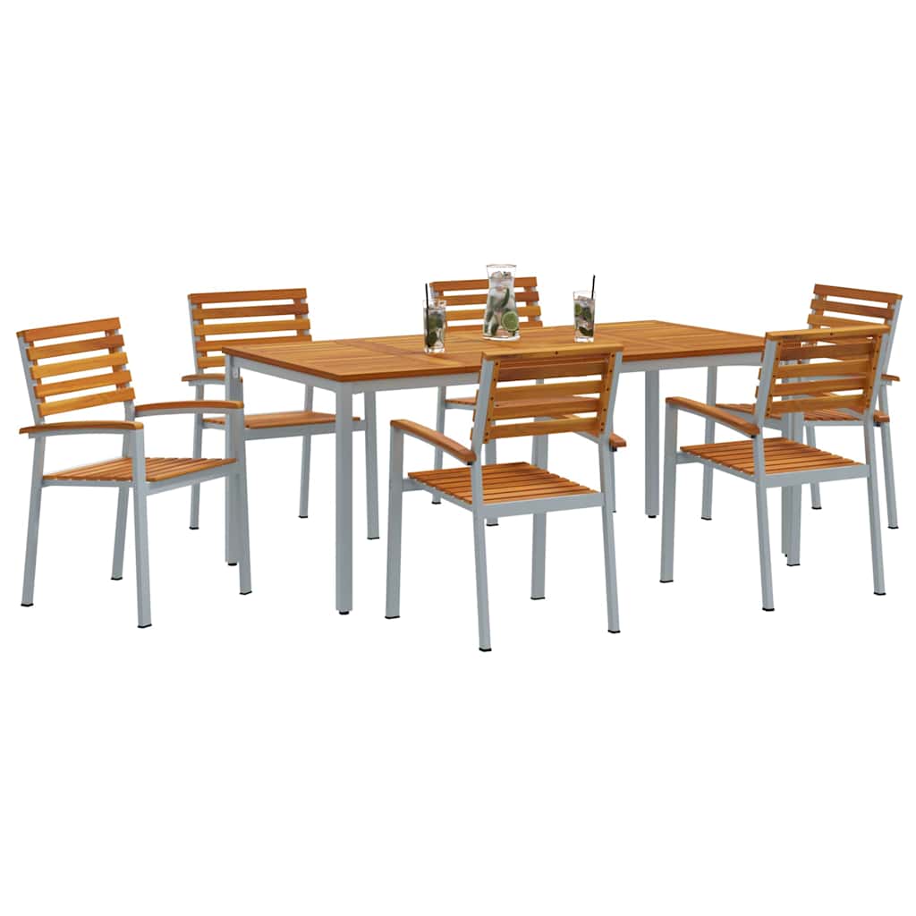 Garden Dining Set 7 pcs Grey and brown