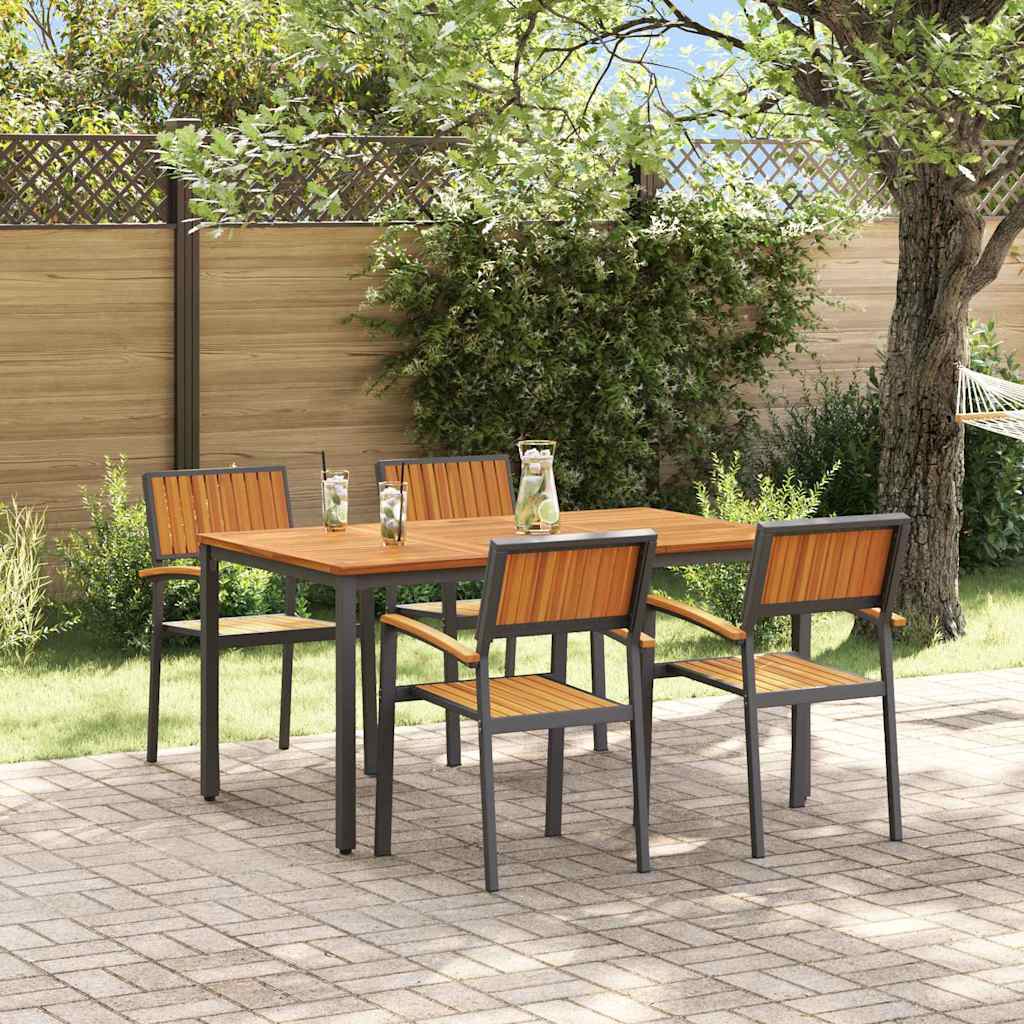 Garden Dining Set 5 pcs Black and brown 150 x 90 x 75 cm
