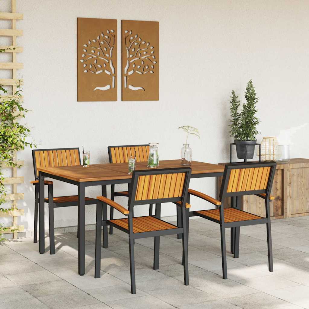Garden Dining Set 5 pcs Black and brown 150 x 90 x 75 cm