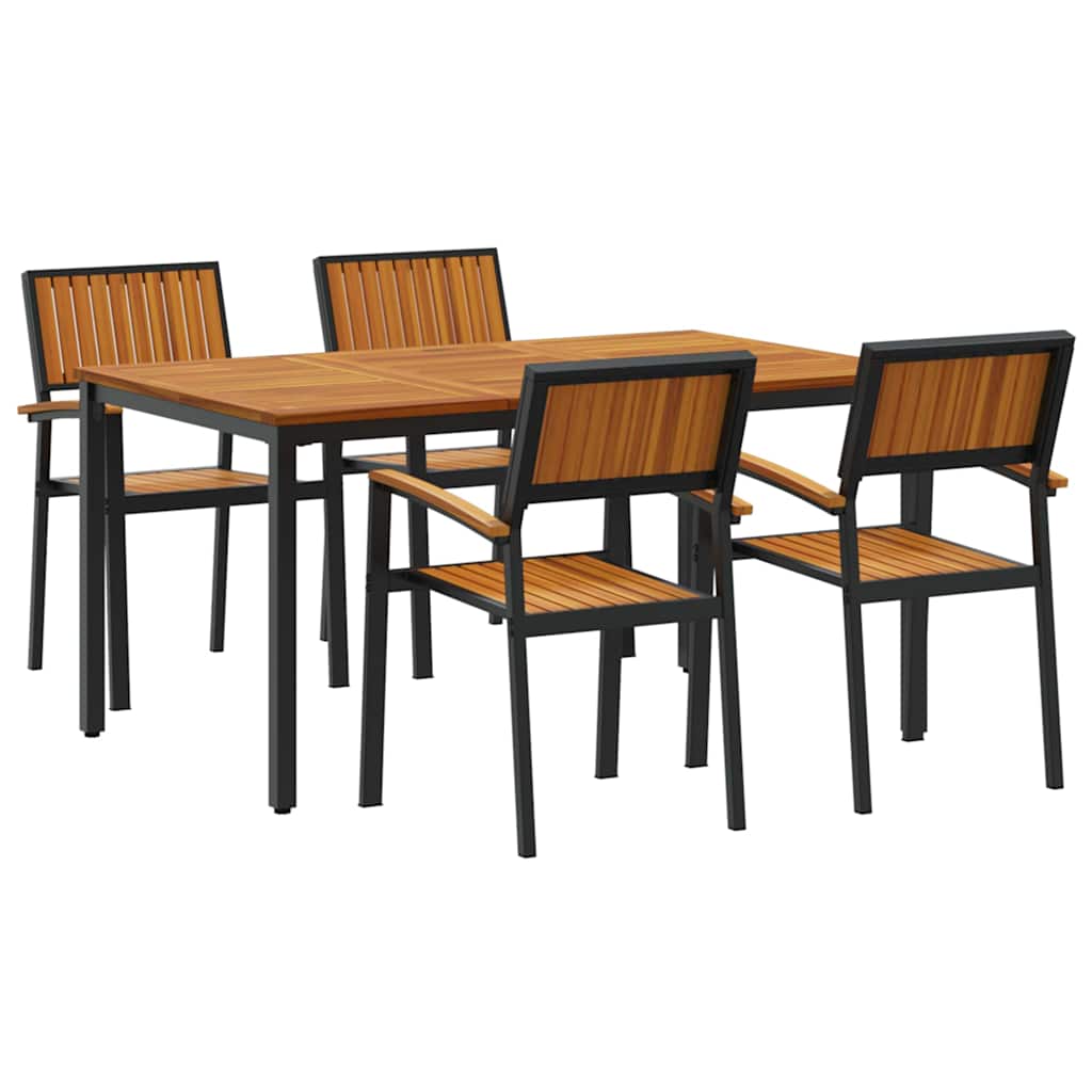 Garden Dining Set 5 pcs Black and brown 150 x 90 x 75 cm