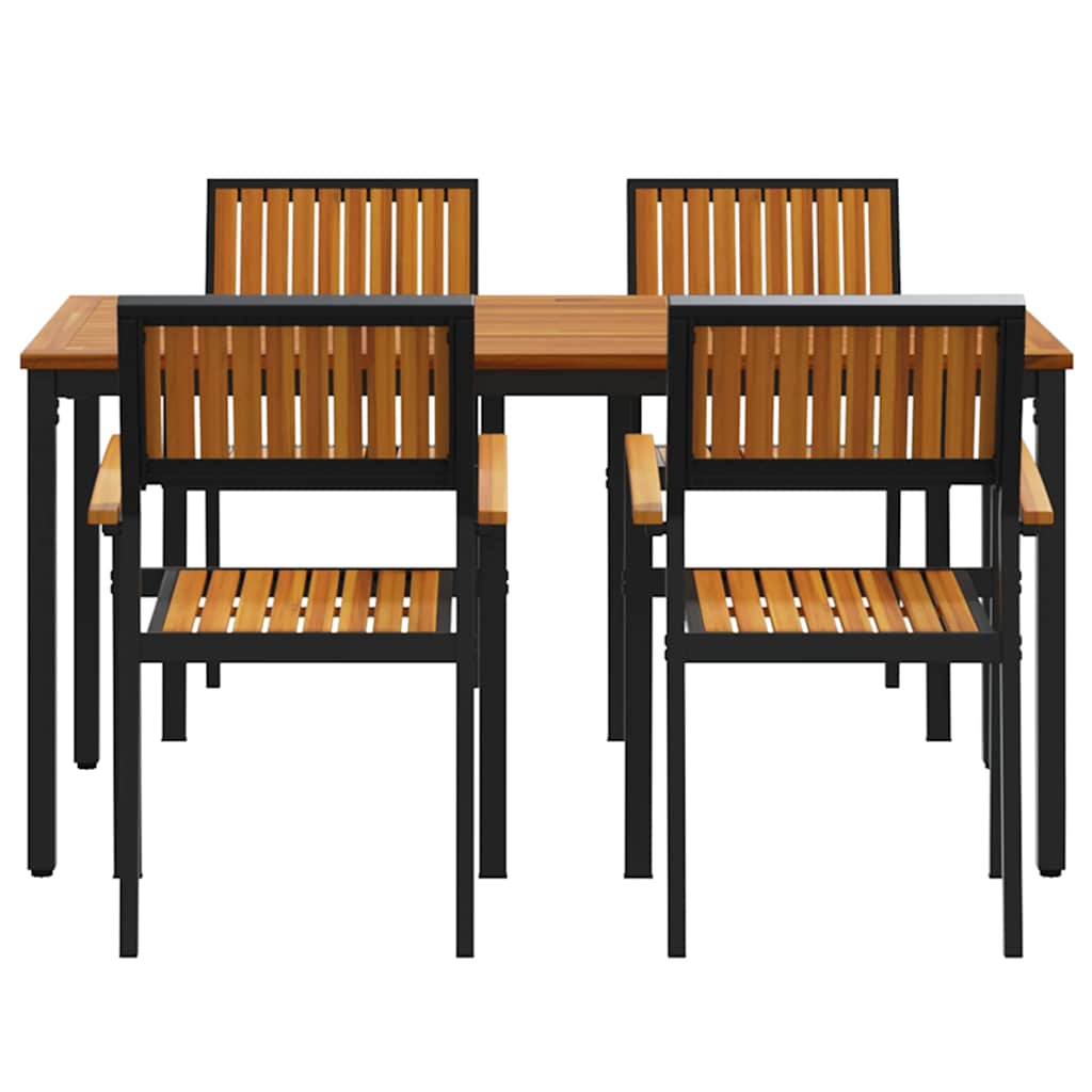 Garden Dining Set 5 pcs Black and brown 150 x 90 x 75 cm
