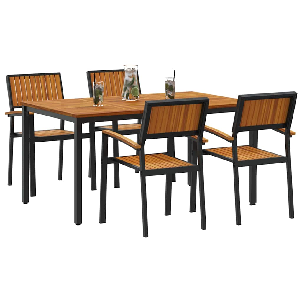 Garden Dining Set 5 pcs Black and brown 150 x 90 x 75 cm