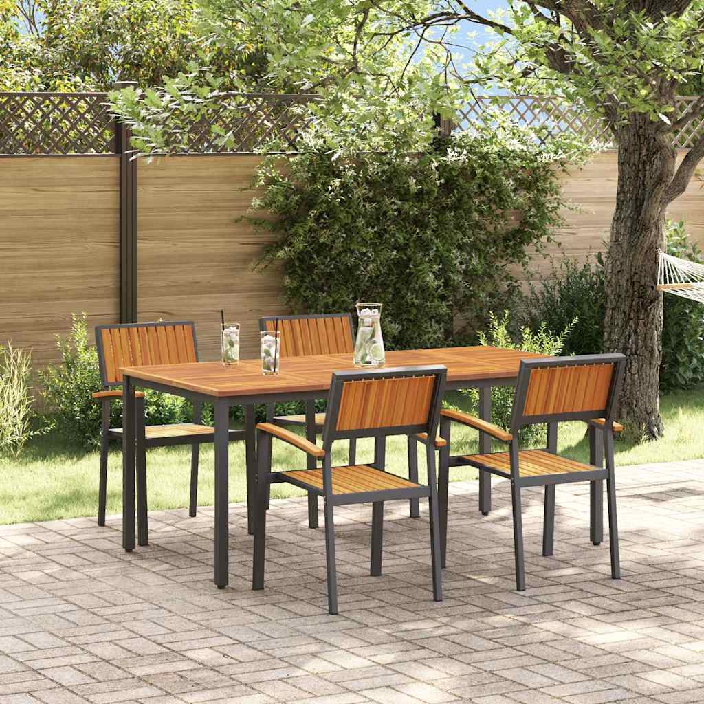 Garden Dining Set 5 pcs Black and brown 180 x 90 x 75 cm