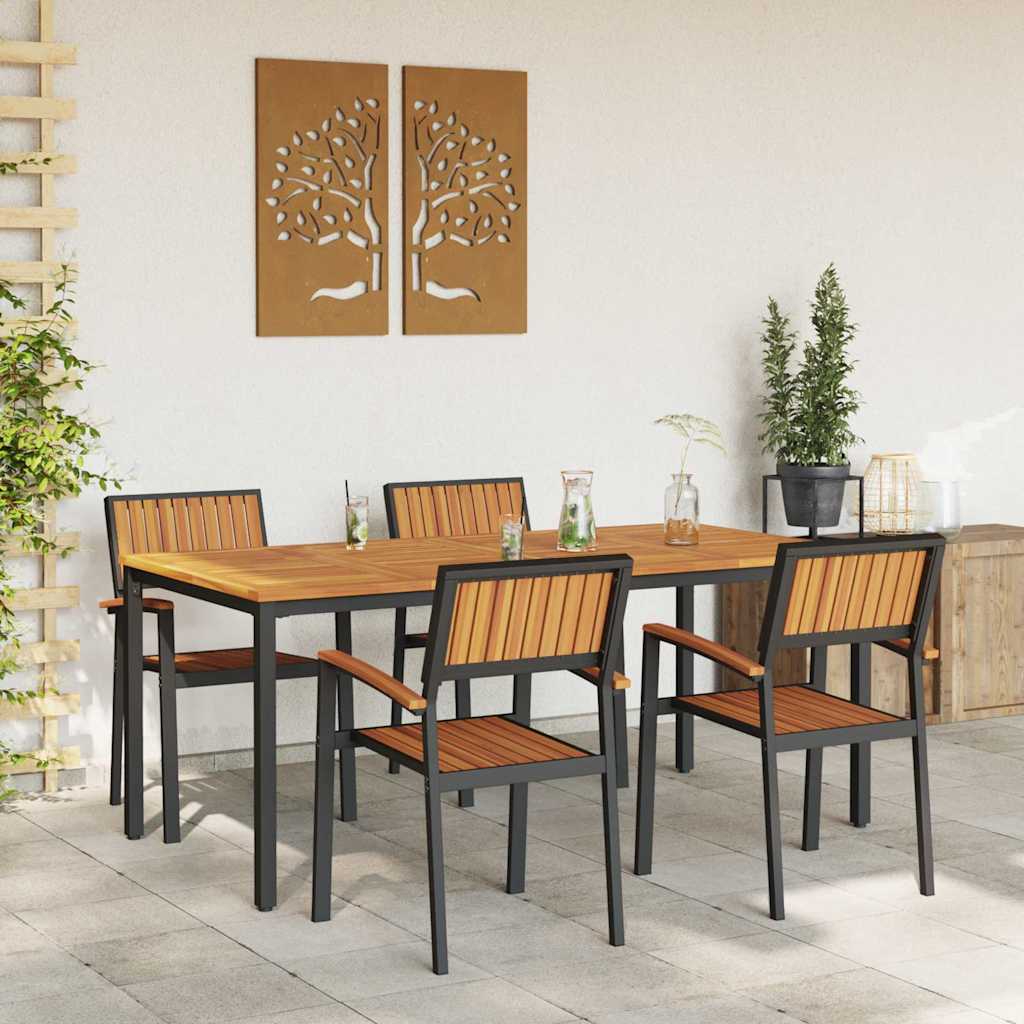 Garden Dining Set 5 pcs Black and brown 180 x 90 x 75 cm