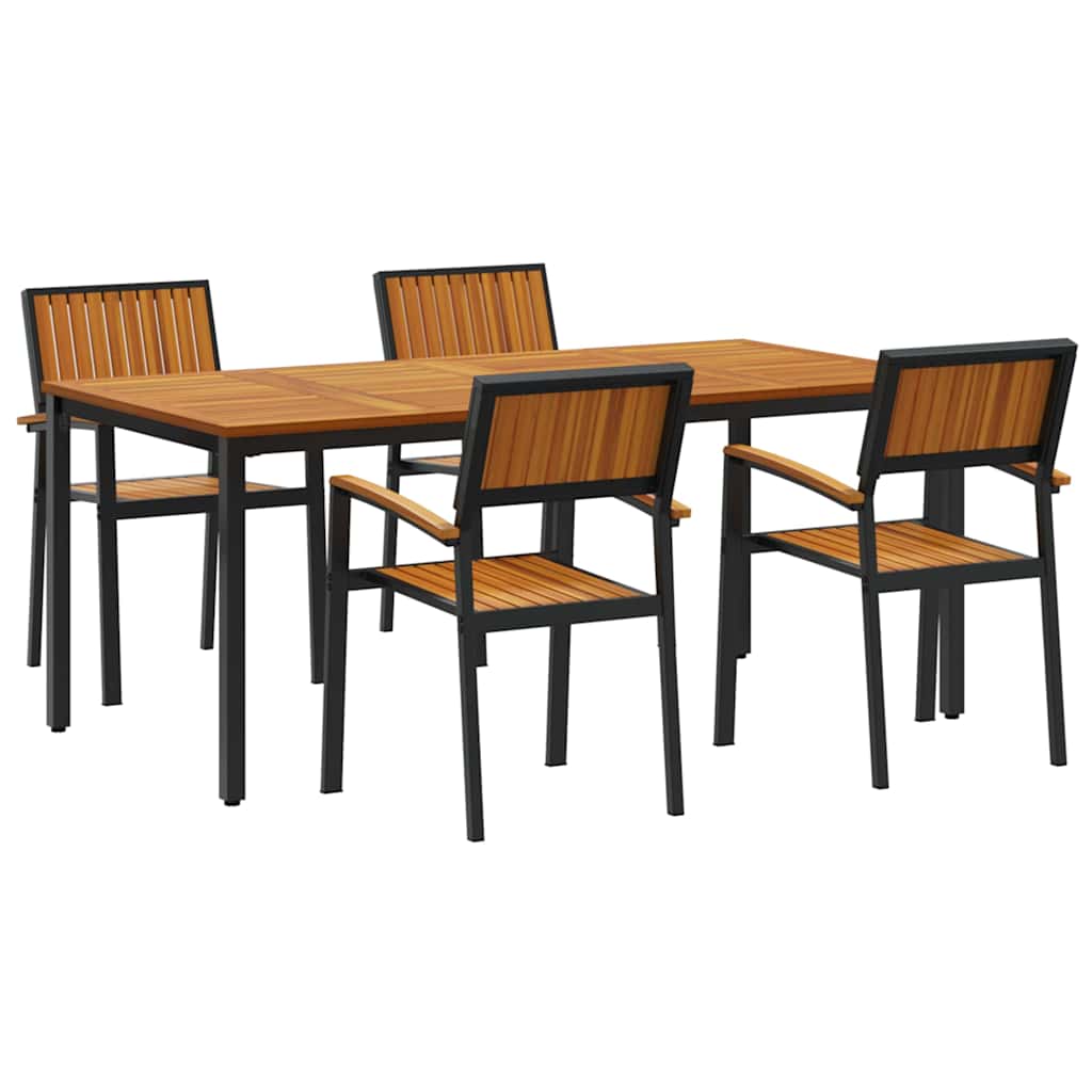 Garden Dining Set 5 pcs Black and brown 180 x 90 x 75 cm