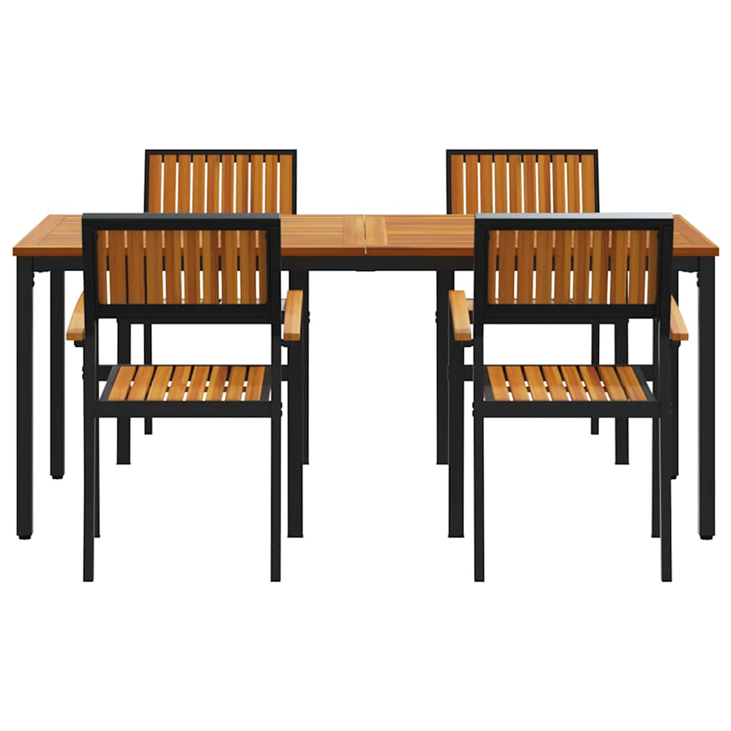 Garden Dining Set 5 pcs Black and brown 180 x 90 x 75 cm