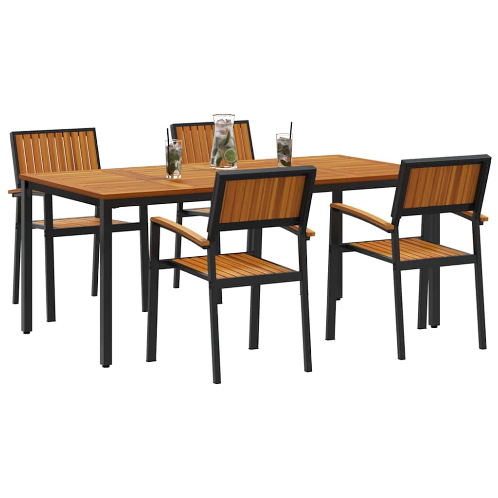 Garden Dining Set 5 pcs Black and brown 180 x 90 x 75 cm