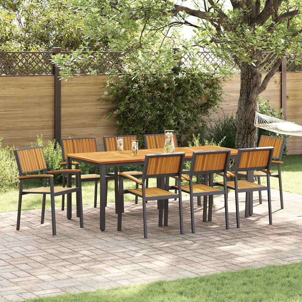 Garden Dining Set 9 pcs Black and brown