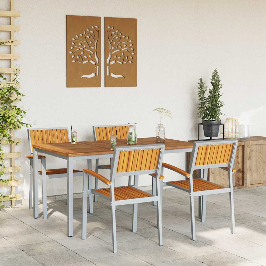 Garden Dining Set 5 pcs Grey Solid Acacia Wood