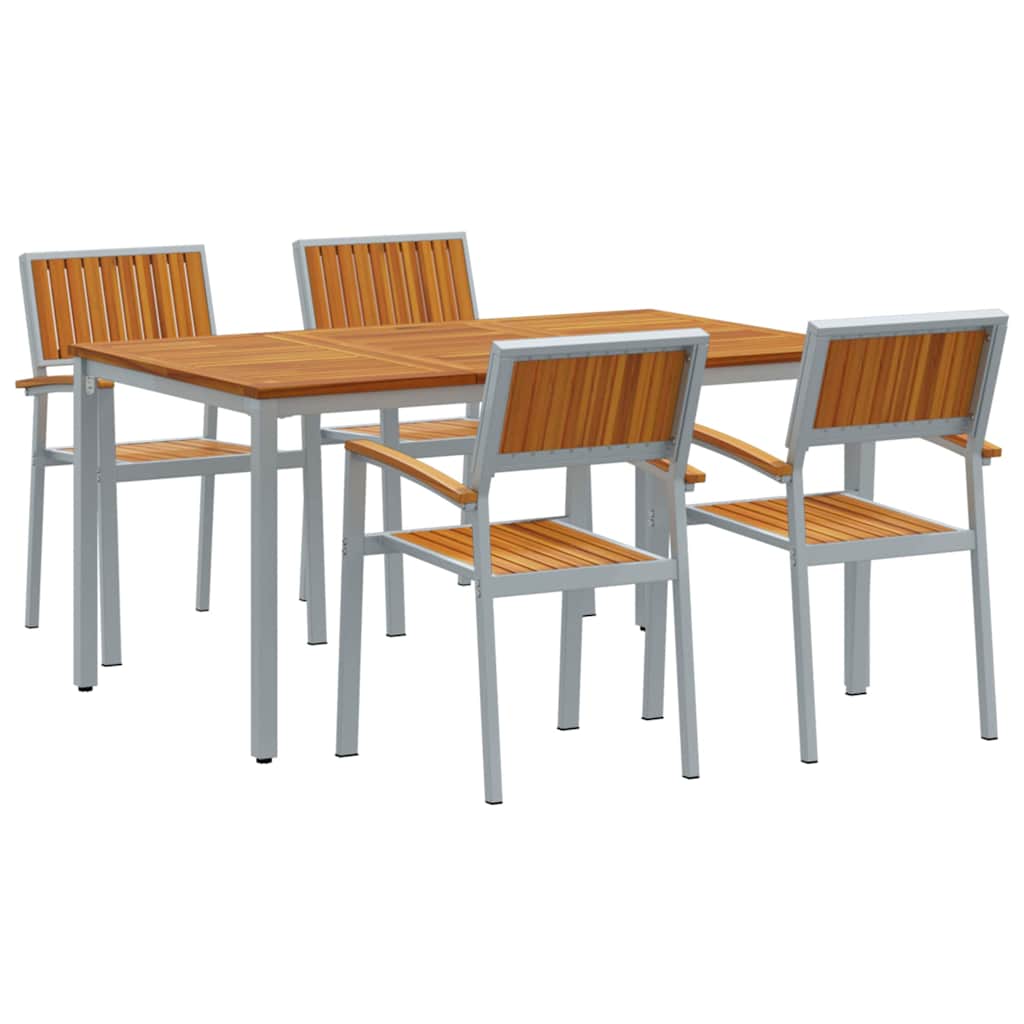 Garden Dining Set 5 pcs Grey Solid Acacia Wood