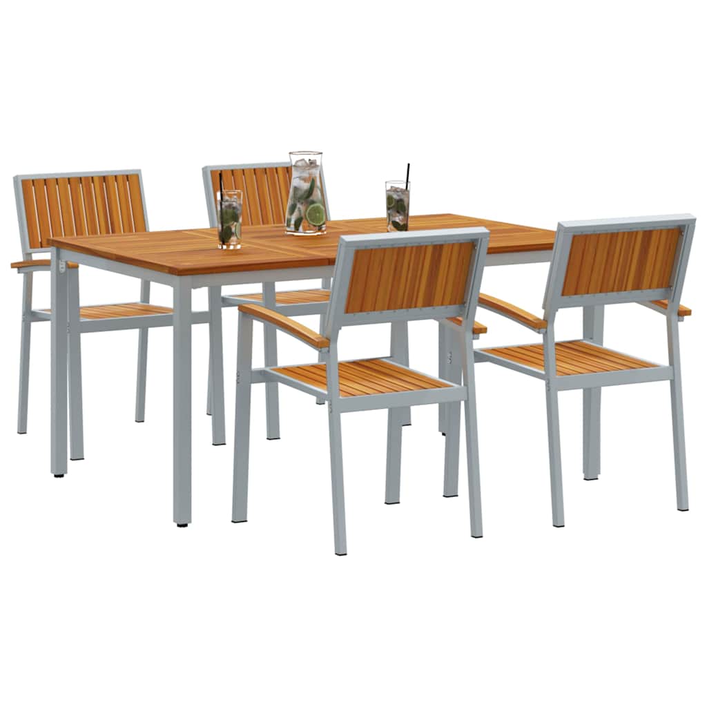 Garden Dining Set 5 pcs Grey and brown 150 x 90 x 75 cm