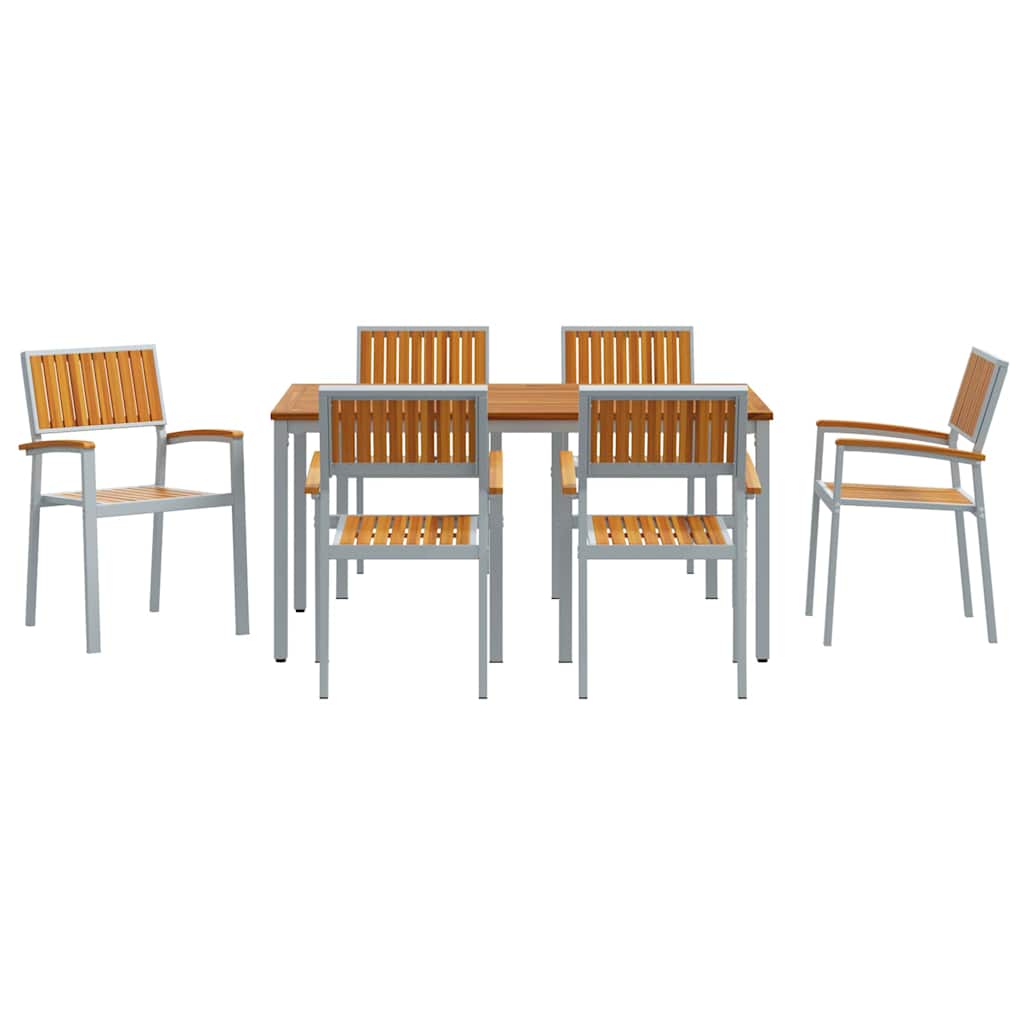 Garden Dining Set 7 pcs Grey and brown