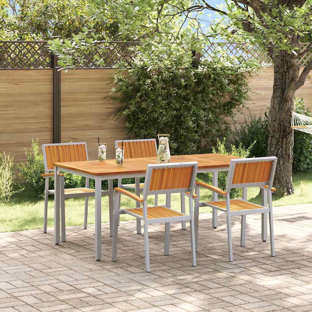 Garden Dining Set 5 pcs Grey and brown 180 x 90 x 75 cm