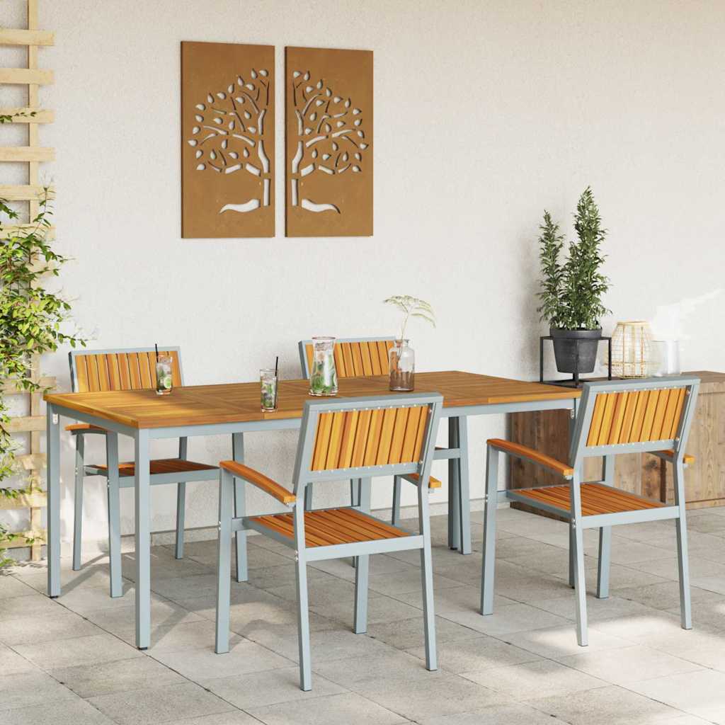 Garden Dining Set 5 pcs Grey and brown 180 x 90 x 75 cm
