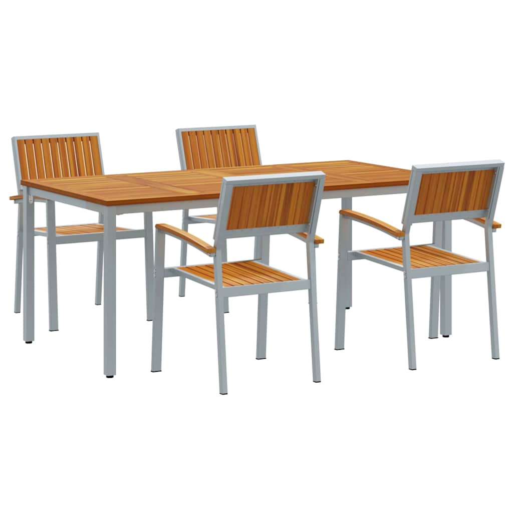 Garden Dining Set 5 pcs Grey and brown 180 x 90 x 75 cm