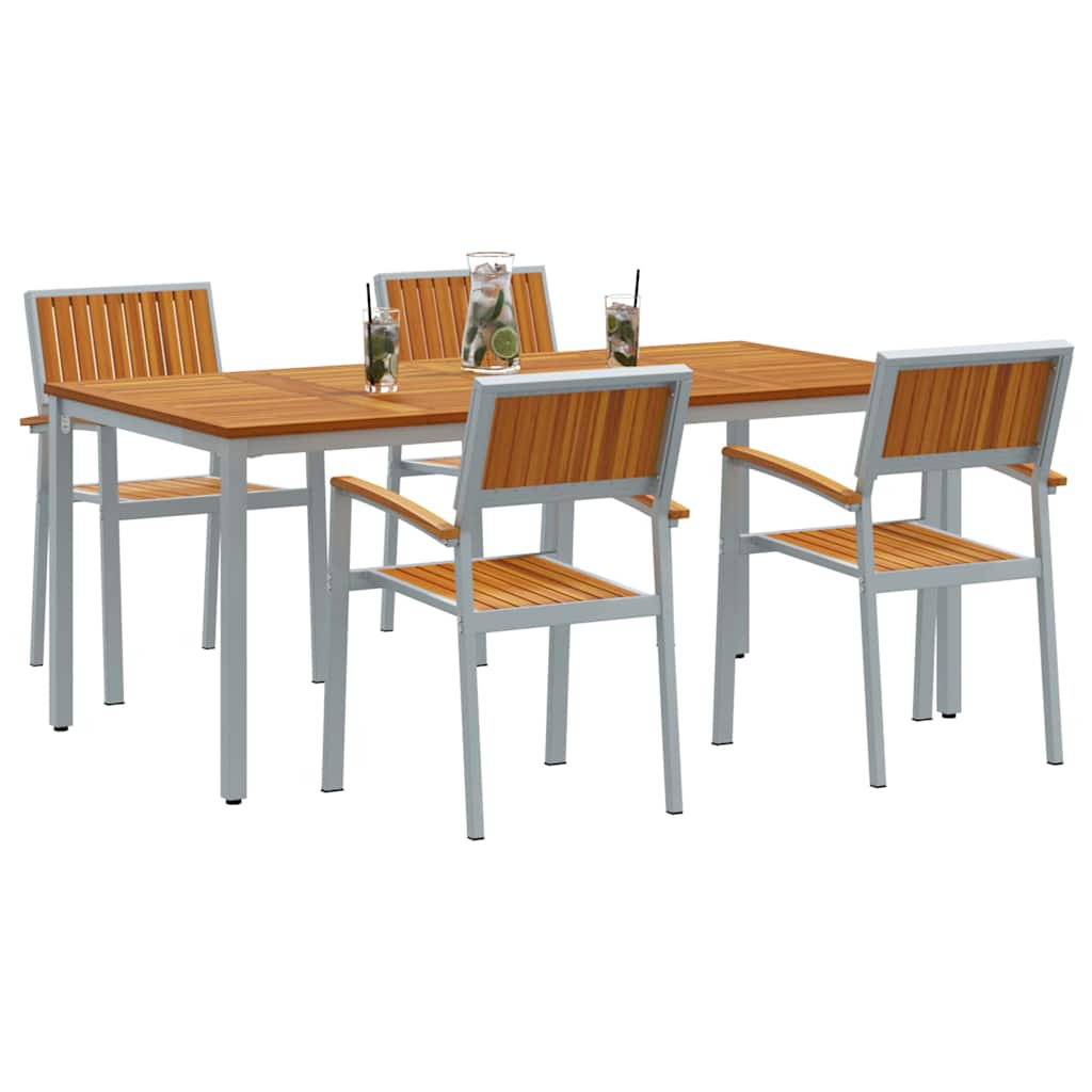 Garden Dining Set 5 pcs Grey and brown 180 x 90 x 75 cm