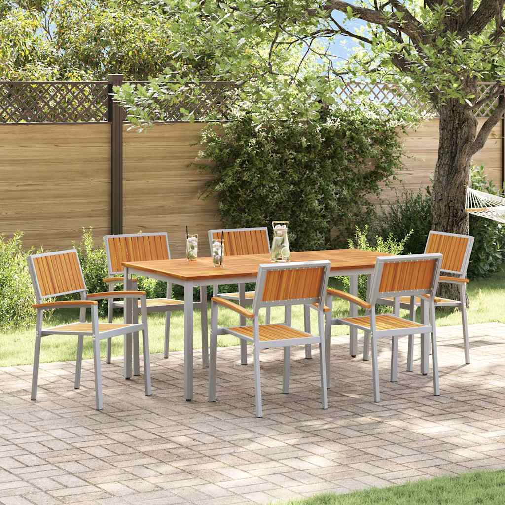 Garden Dining Set 7 pcs Grey and brown