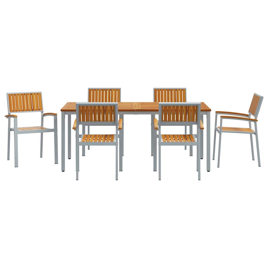 Garden Dining Set 7 pcs Grey and brown