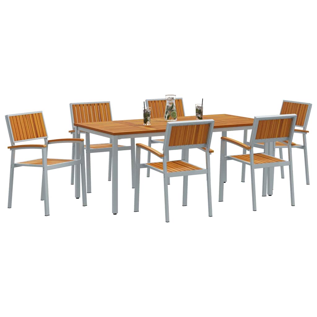 Garden Dining Set 7 pcs Grey and brown