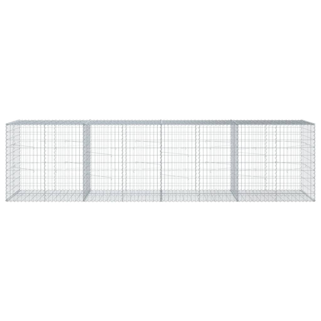 Gabion Basket with Cover 400x100x100 cm Galvanised Iron