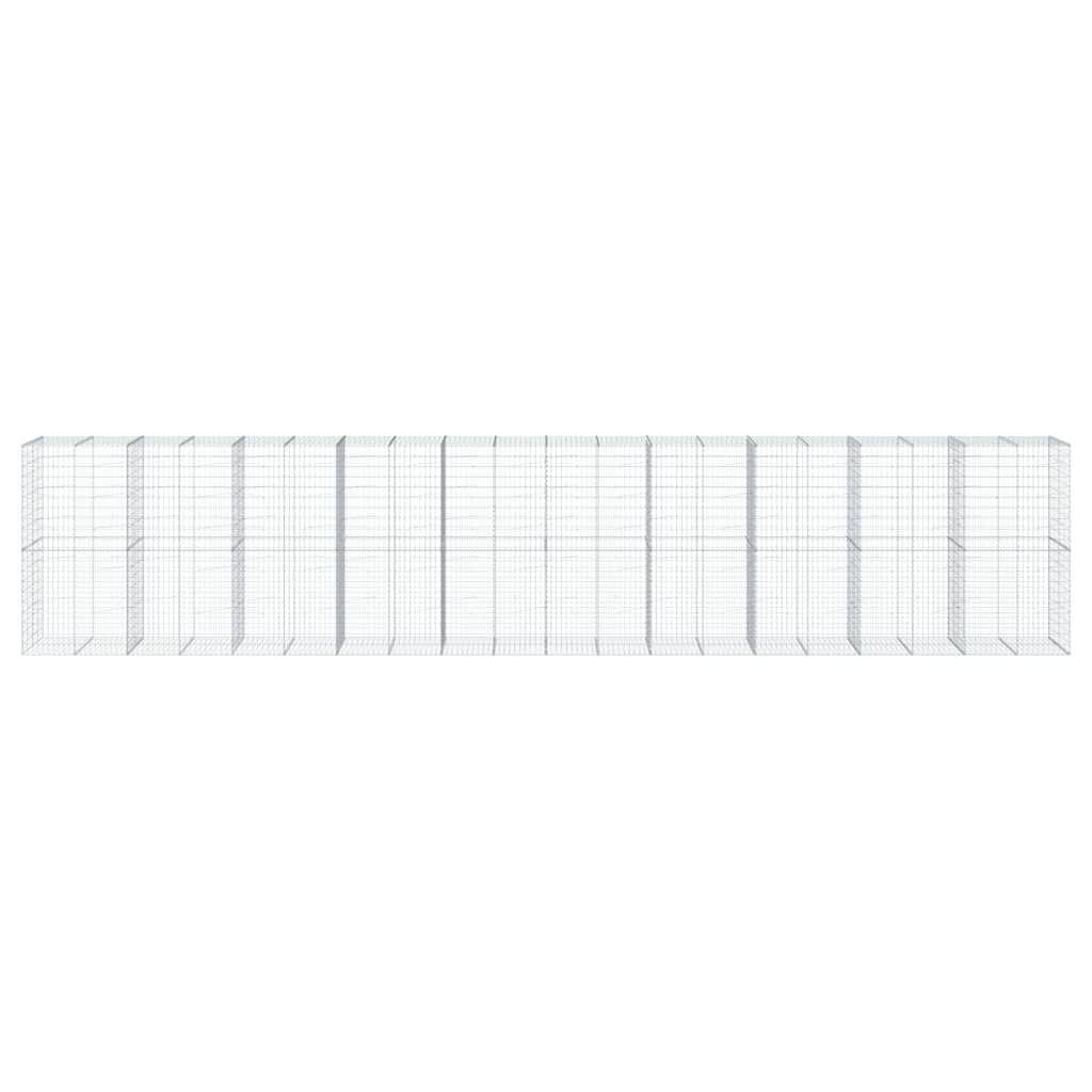 Gabion Basket with Cover 1000x100x200 cm Galvanised Iron