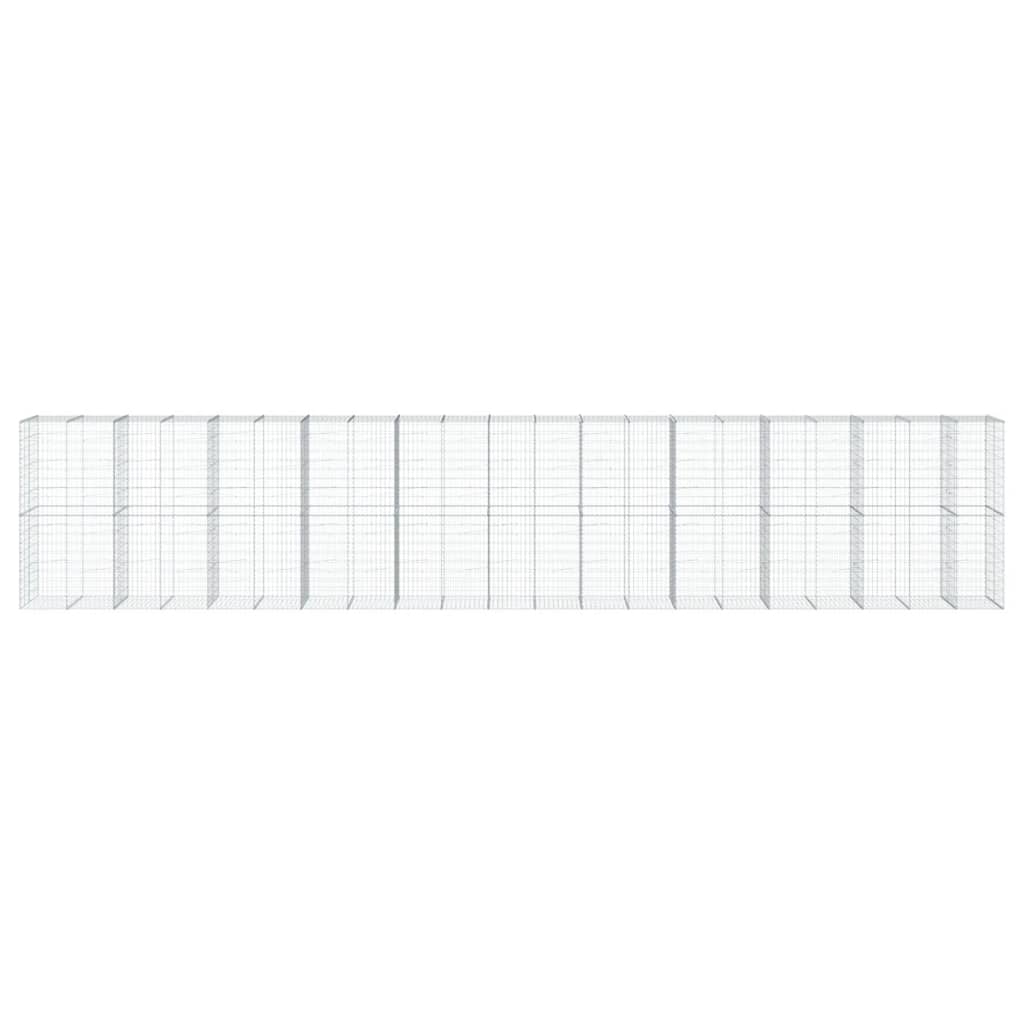 Gabion Basket with Cover 1050x100x200 cm Galvanised Iron