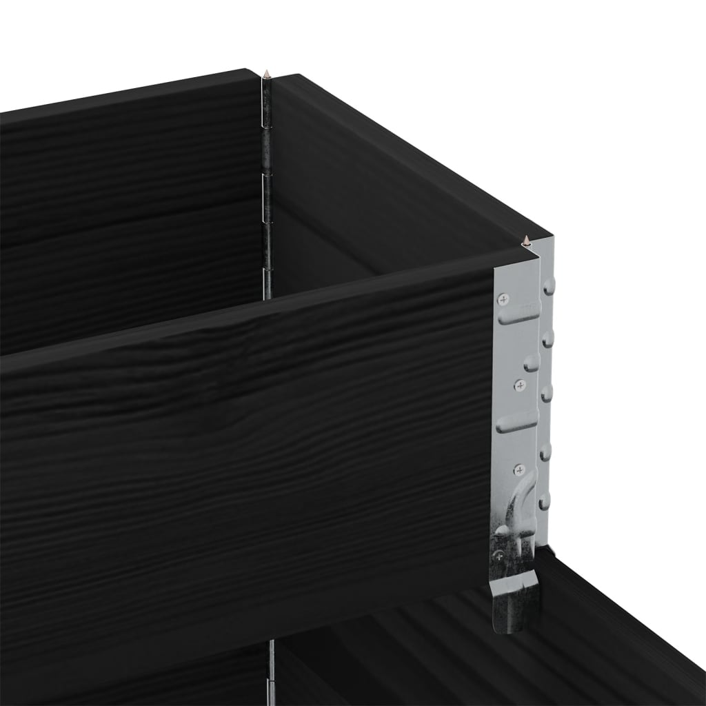 3-Tier Raised Bed Black 120x80 cm Solid Wood Pine
