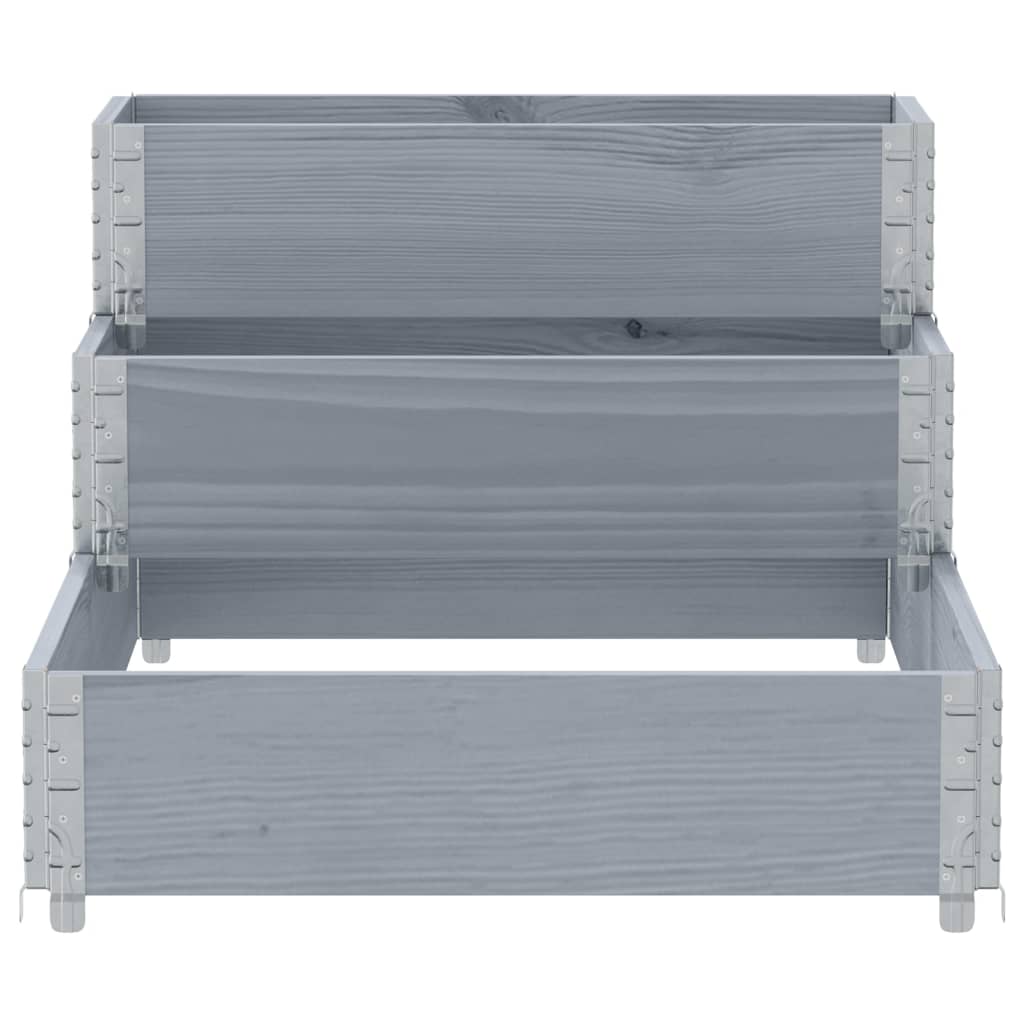 3-Tier Raised Bed Grey 120x80 cm Solid Wood Pine