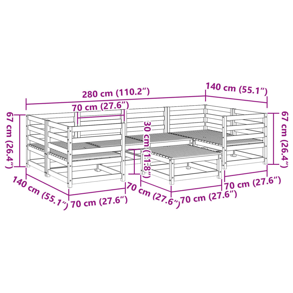 7 Piece Garden Sofa Set Impregnated Wood Pine