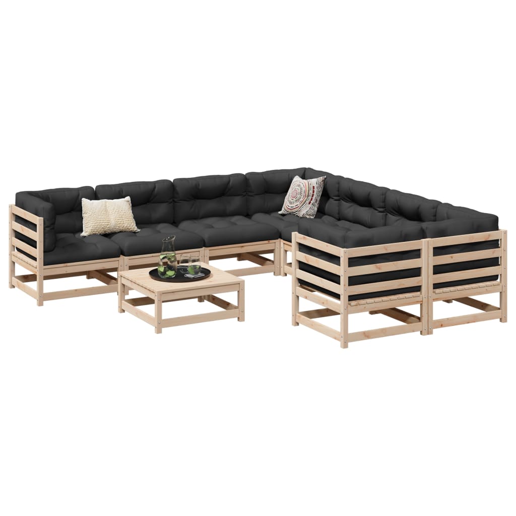 9 Piece Garden Sofa Set Solid Wood Pine