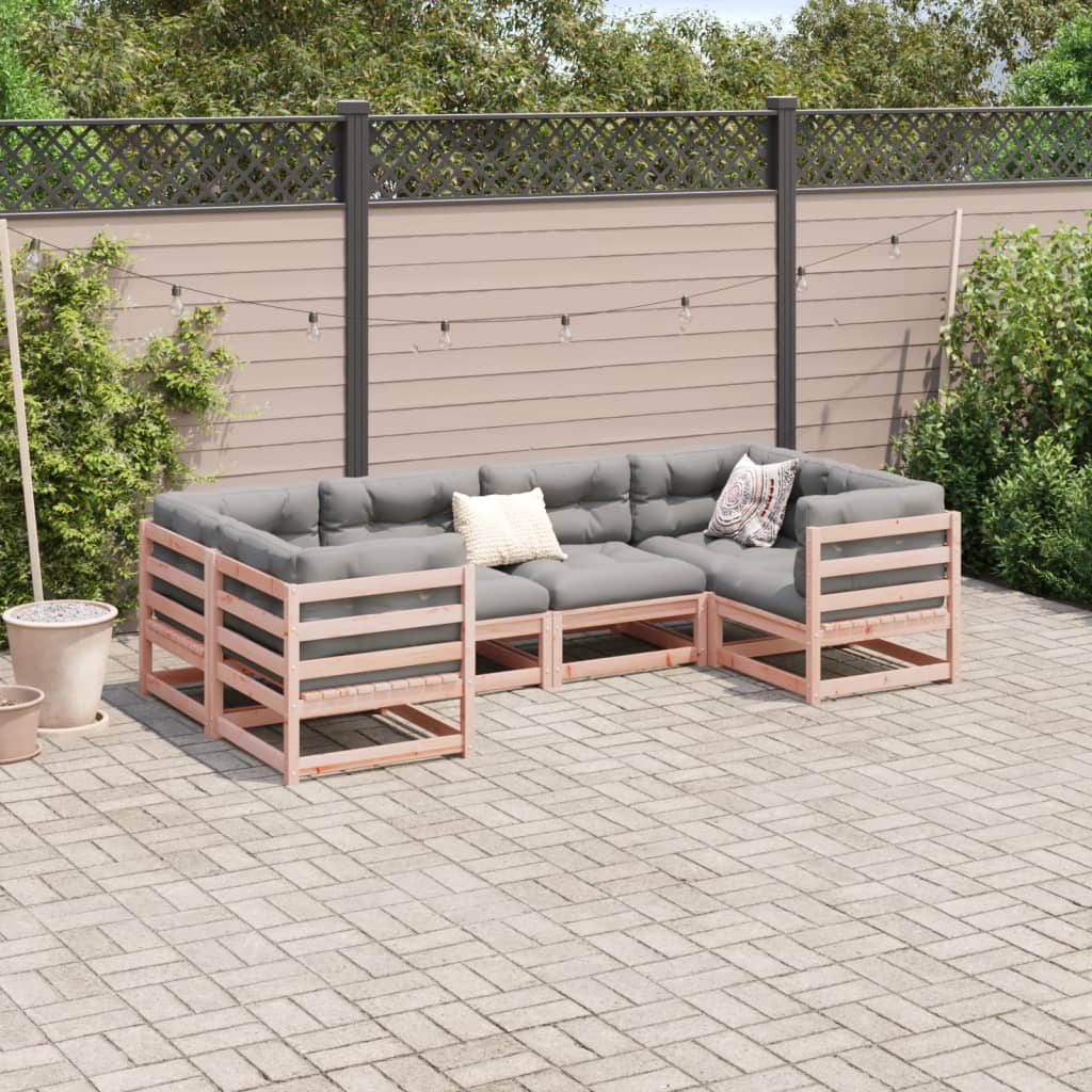 6 Piece Garden Sofa Set Solid Wood Douglas Fir