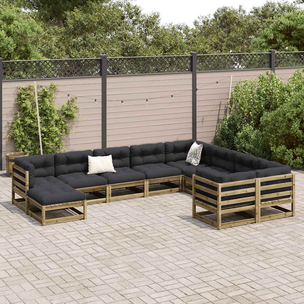 10 Piece Garden Sofa Set Impregnated Wood Pine