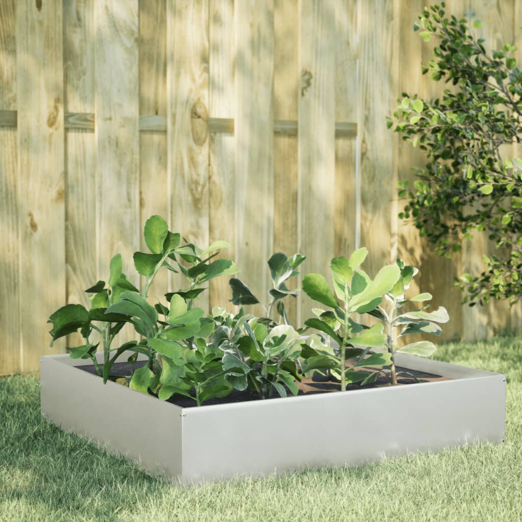Garden Raised Bed 100x100x33.5 cm Stainless Steel