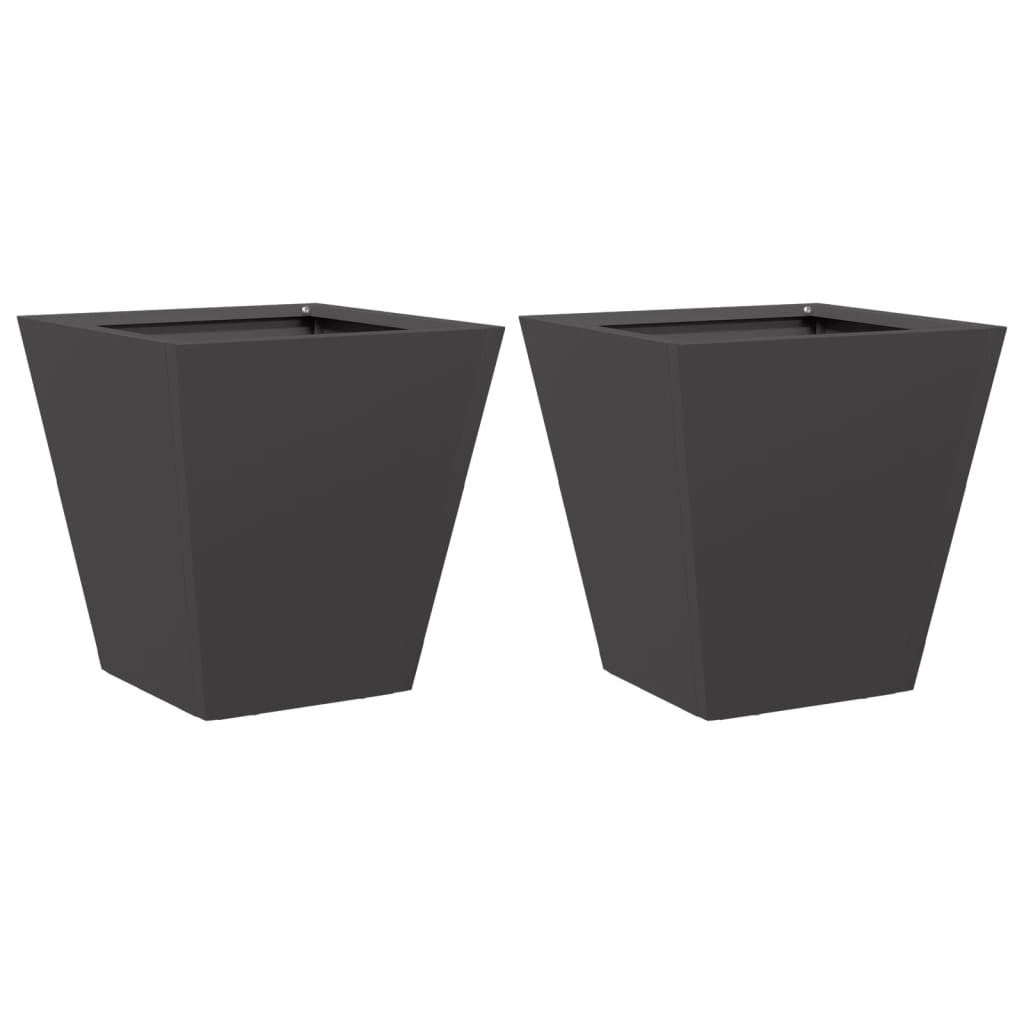 Garden Planters Black 2 pcs 30x30x30 cm Steel