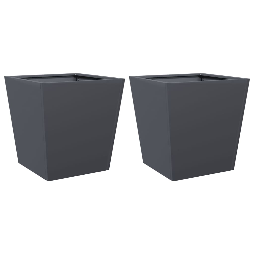 Garden Planters Anthracite 2 pcs 40x40x40 cm Steel