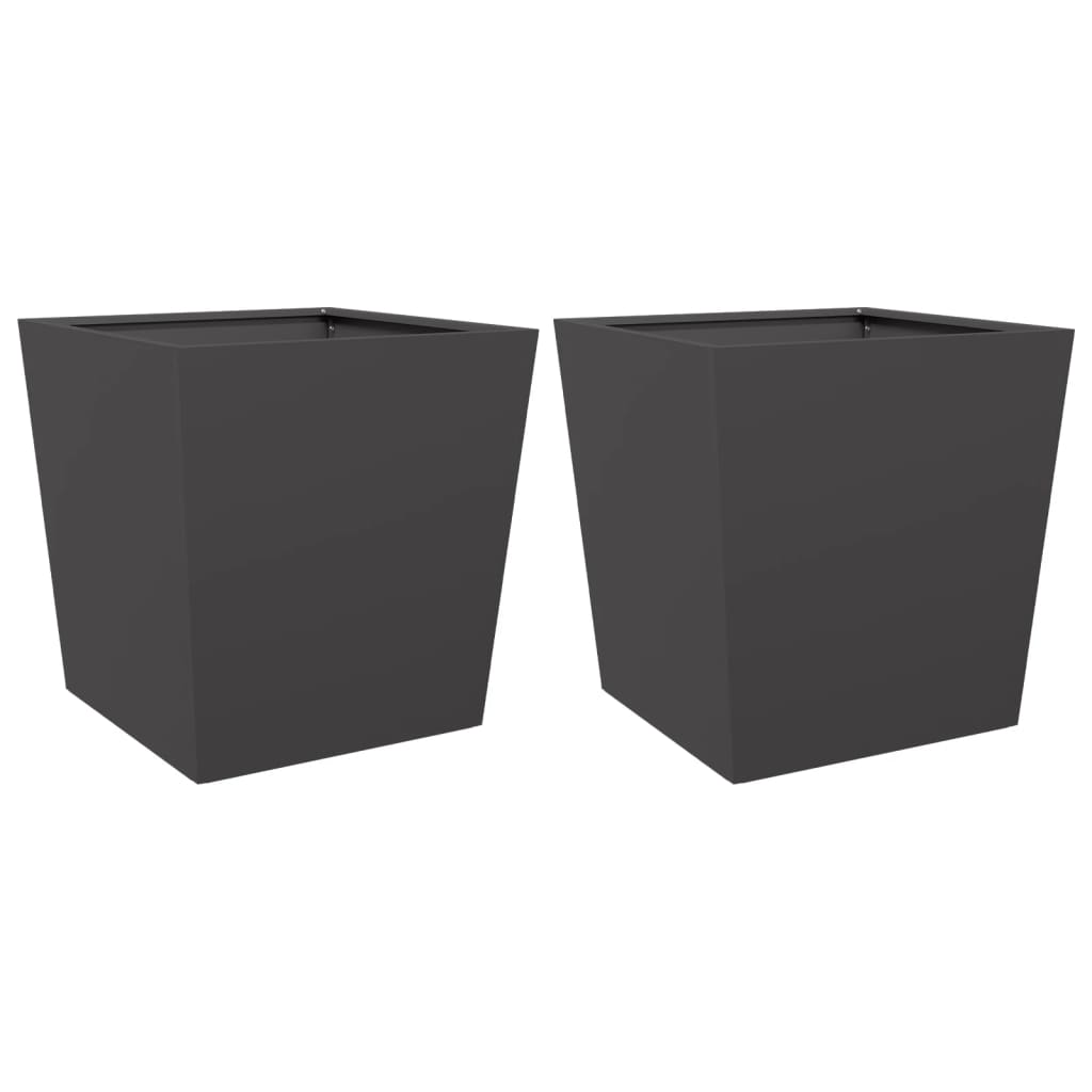 Garden Planters Black 2 pcs 50x50x50 cm Steel