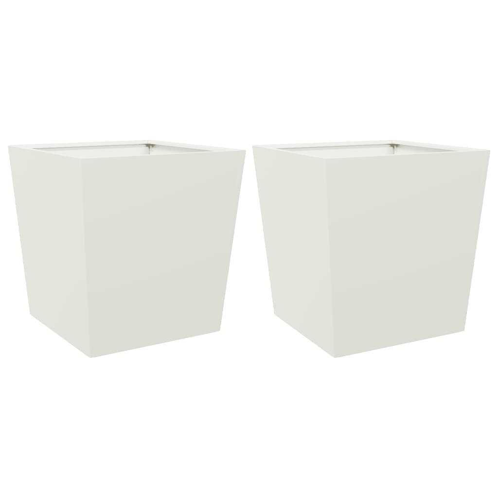 Garden Planters White 2 pcs 50x50x50 cm Steel