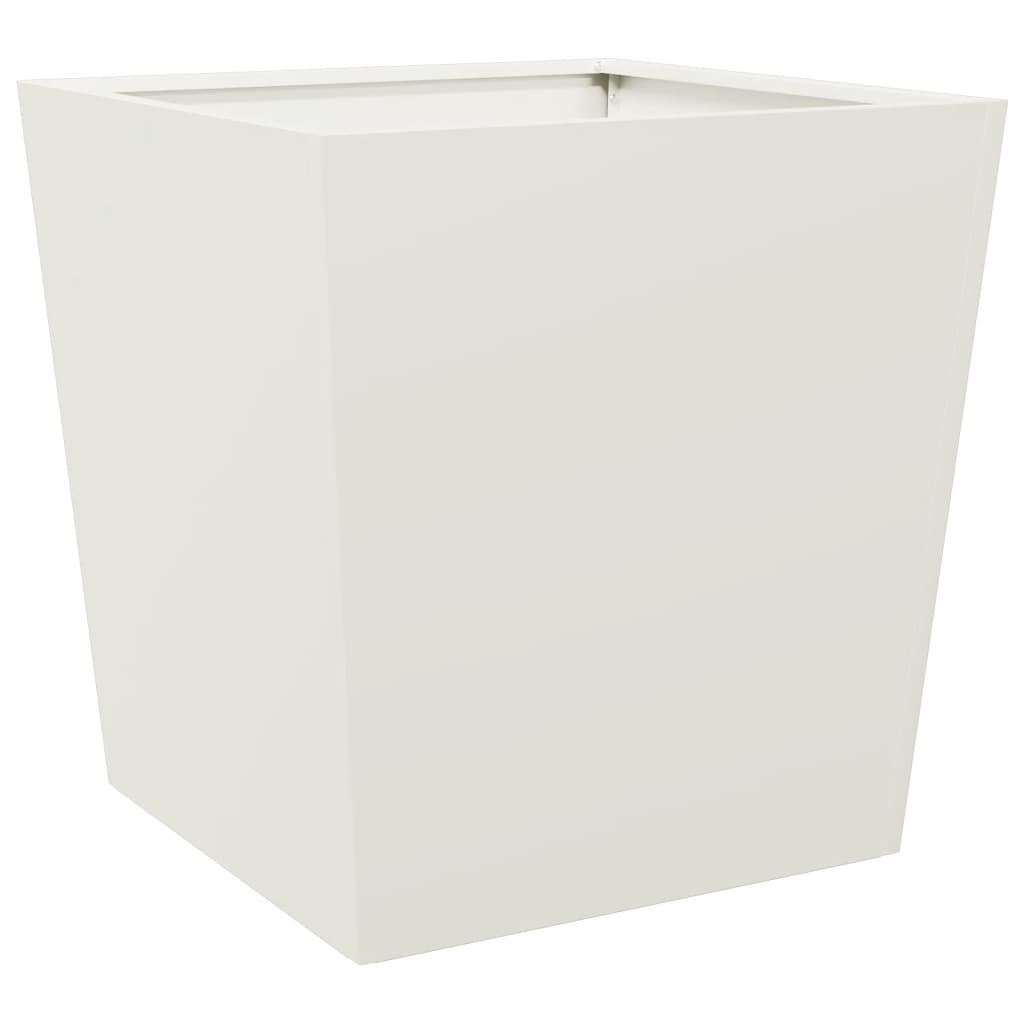 Garden Planters White 2 pcs 50x50x50 cm Steel