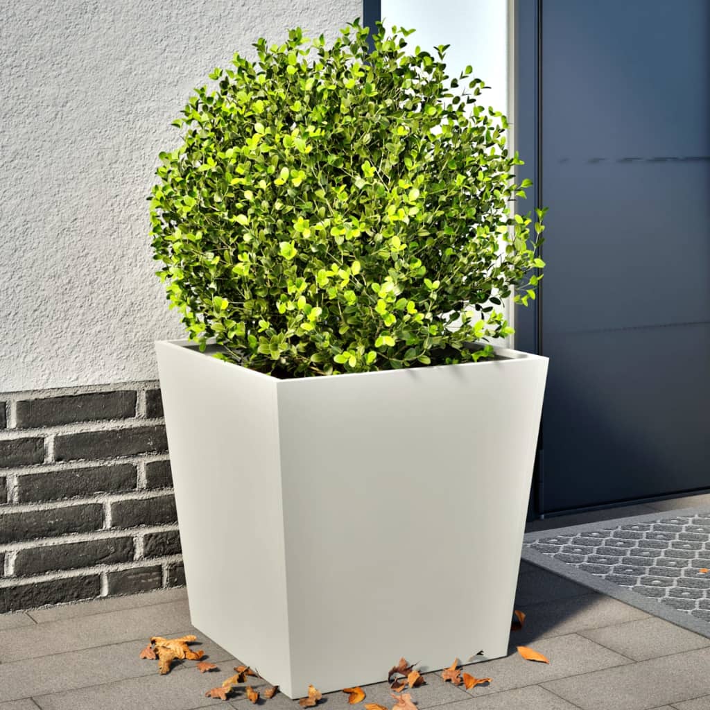 Garden Planters White 2 pcs 50x50x50 cm Steel