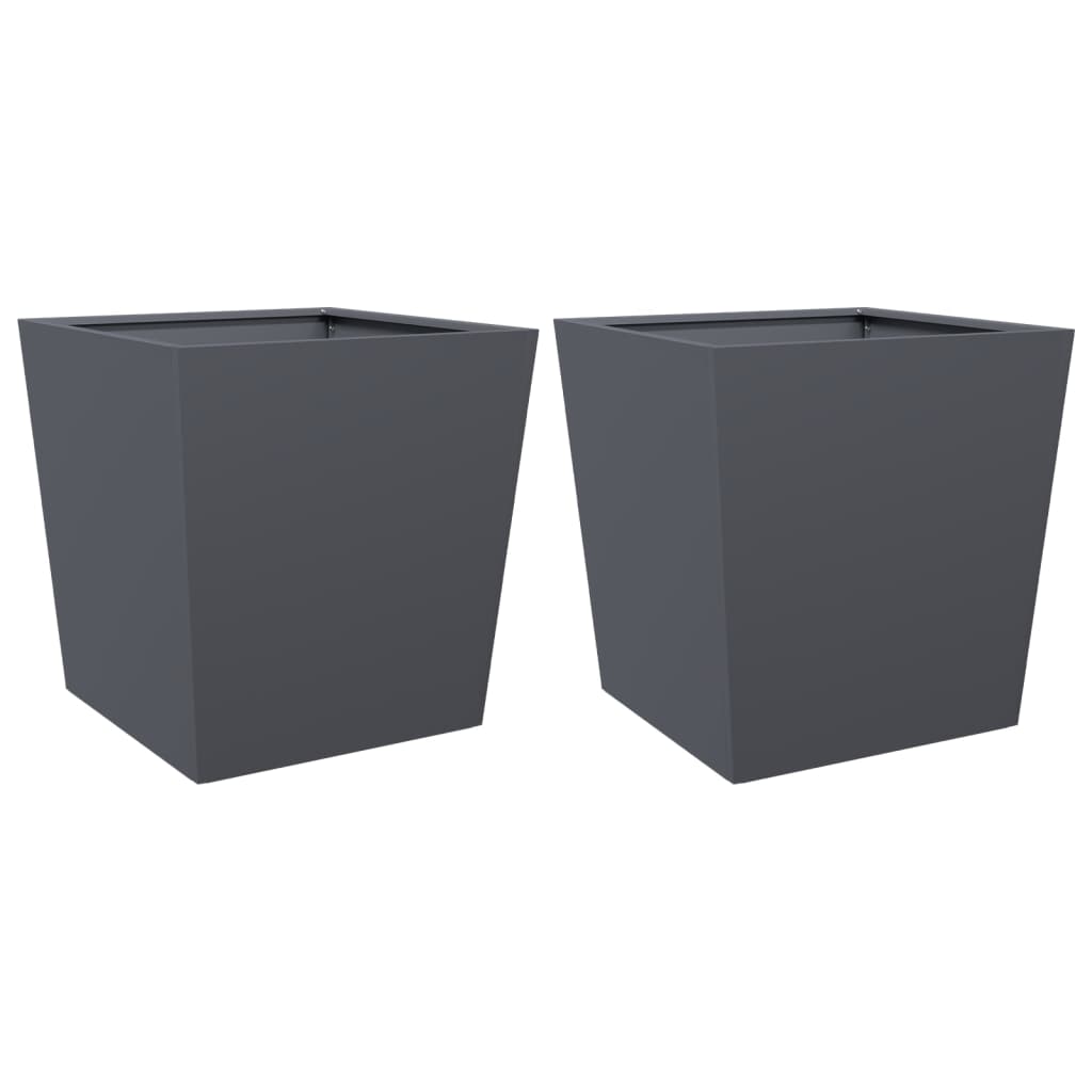 Garden Planters Anthracite 2 pcs 50x50x50 cm Steel