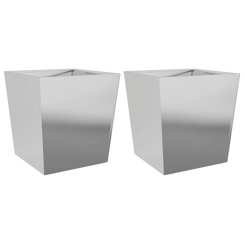 Garden Planters 50x50x50 cm 2 pcs Galvanised Steel