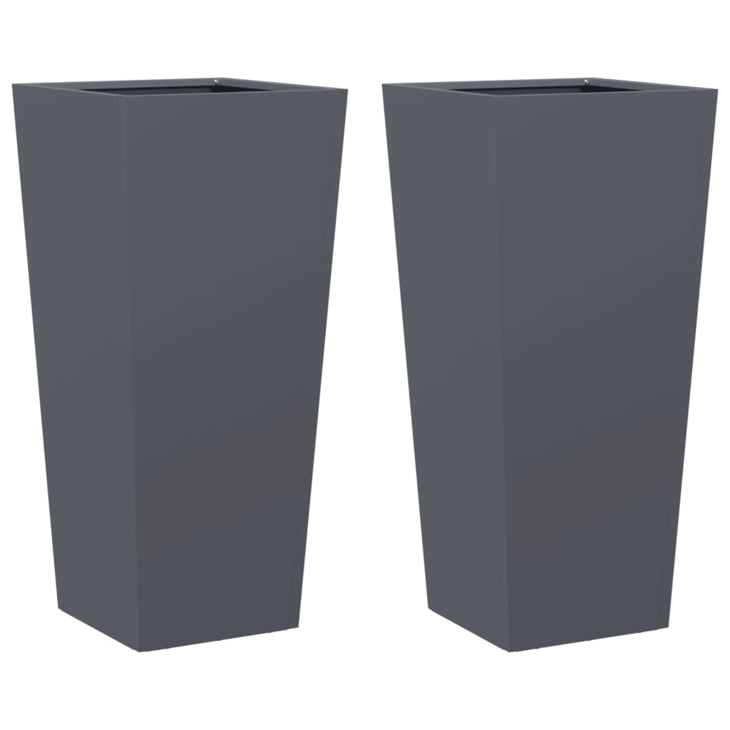 Garden Planters Anthracite 2 pcs 35x35x75 cm Steel
