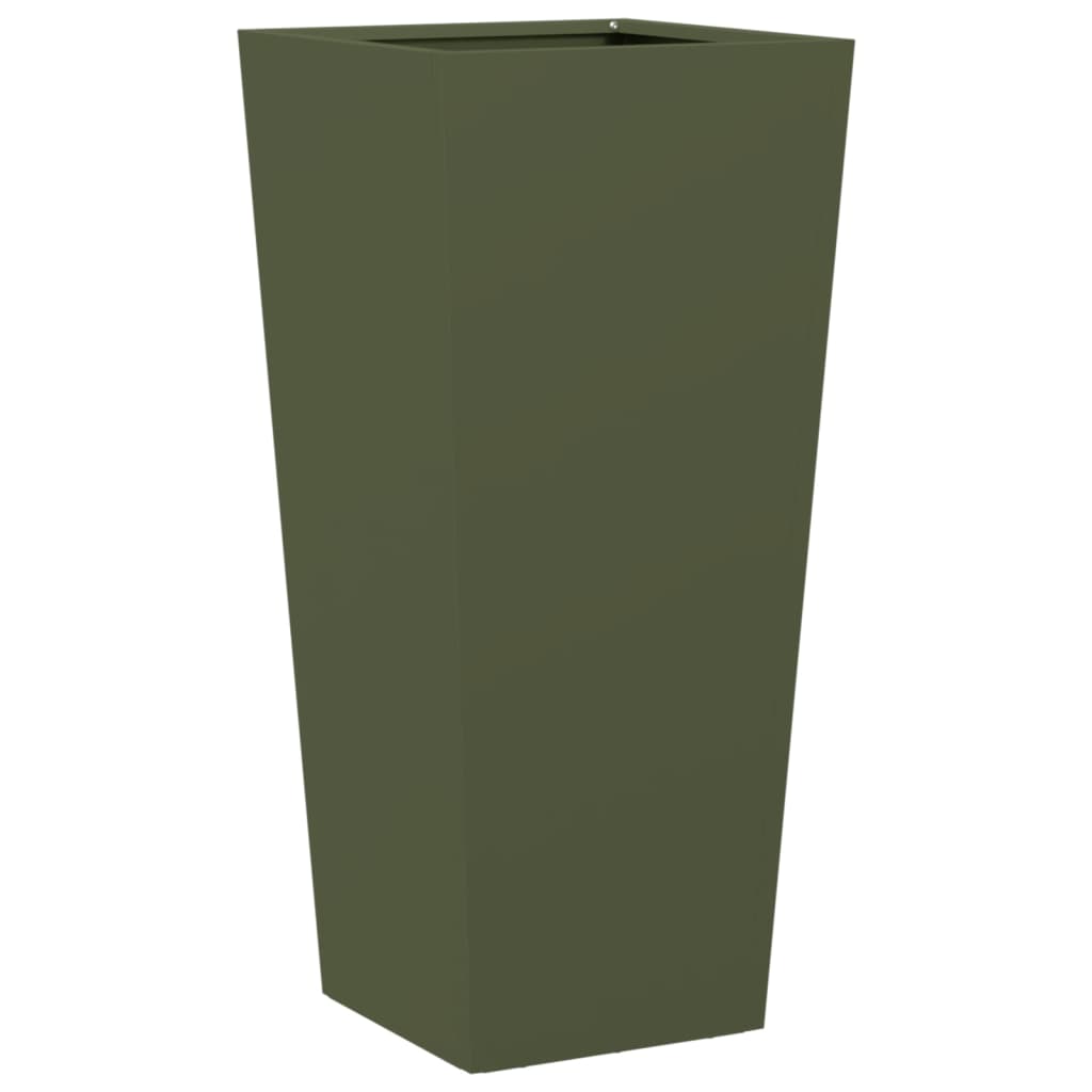 Garden Planters Olive Green 2 pcs 35x35x75 cm Steel
