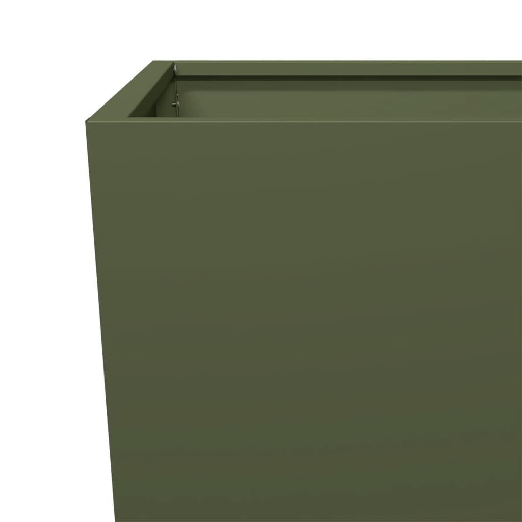 Garden Planters Olive Green 2 pcs 35x35x75 cm Steel