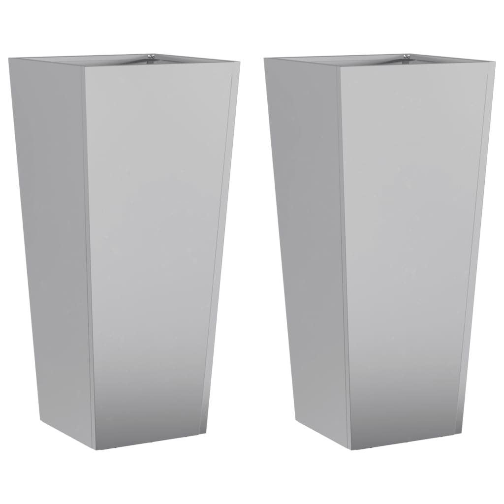 Garden Planters 35x35x75 cm 2 pcs Galvanised Steel
