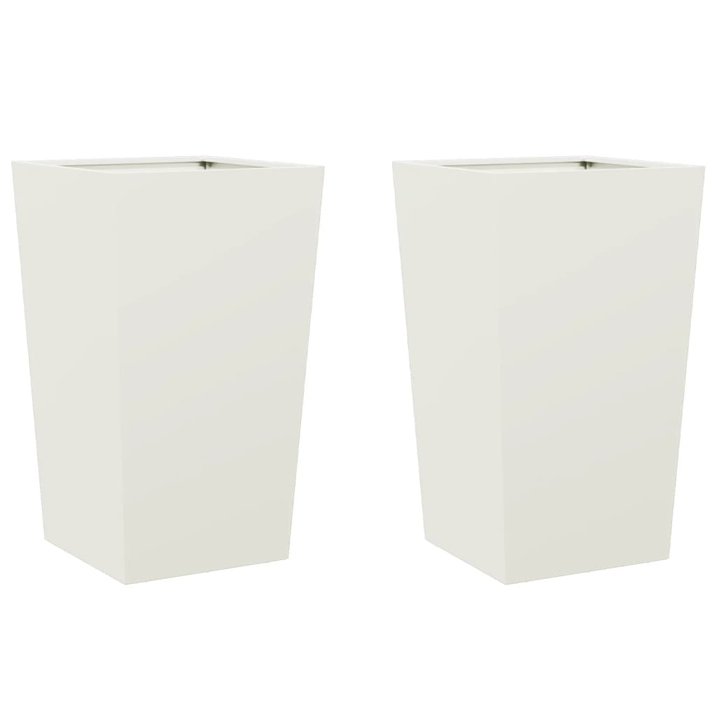 Garden Planters White 2 pcs 45x45x75 cm Steel