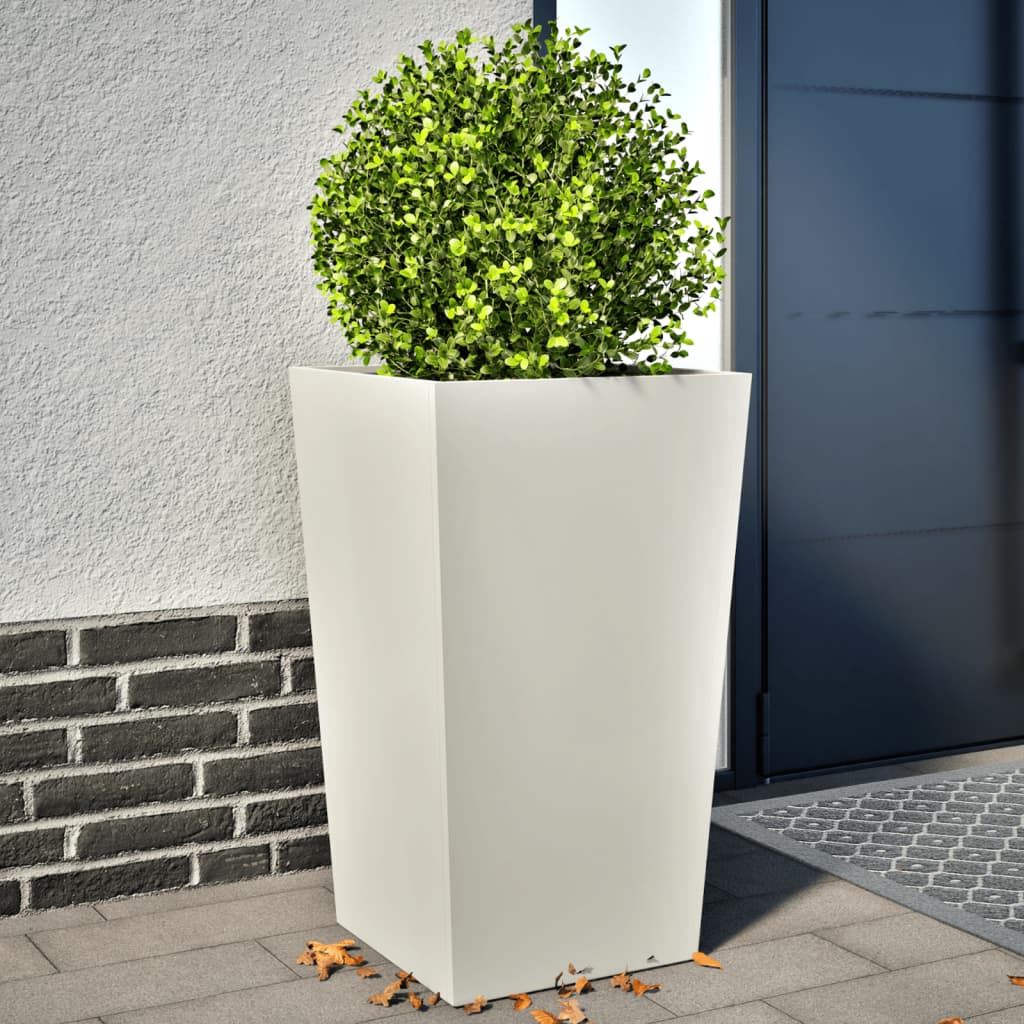 Garden Planters White 2 pcs 45x45x75 cm Steel