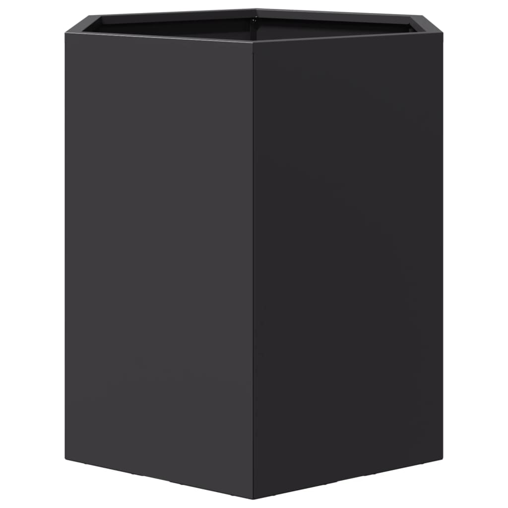Garden Planter Black Hexagon 46x40x45 cm Steel