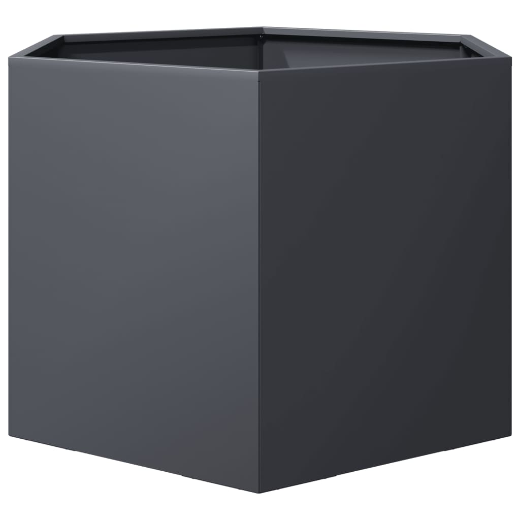 Garden Planter Anthracite Hexagon 69x60x45 cm Steel